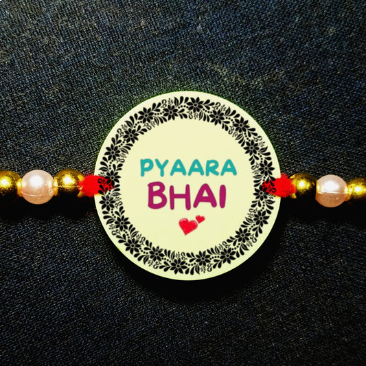 Custom Pink & Blue color Text Rakhi [Glow In Dark Rakhi].1