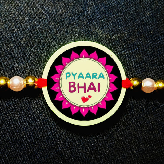 Custom Name In pink Flower Rakhi [Glow In Dark Rakhi].1