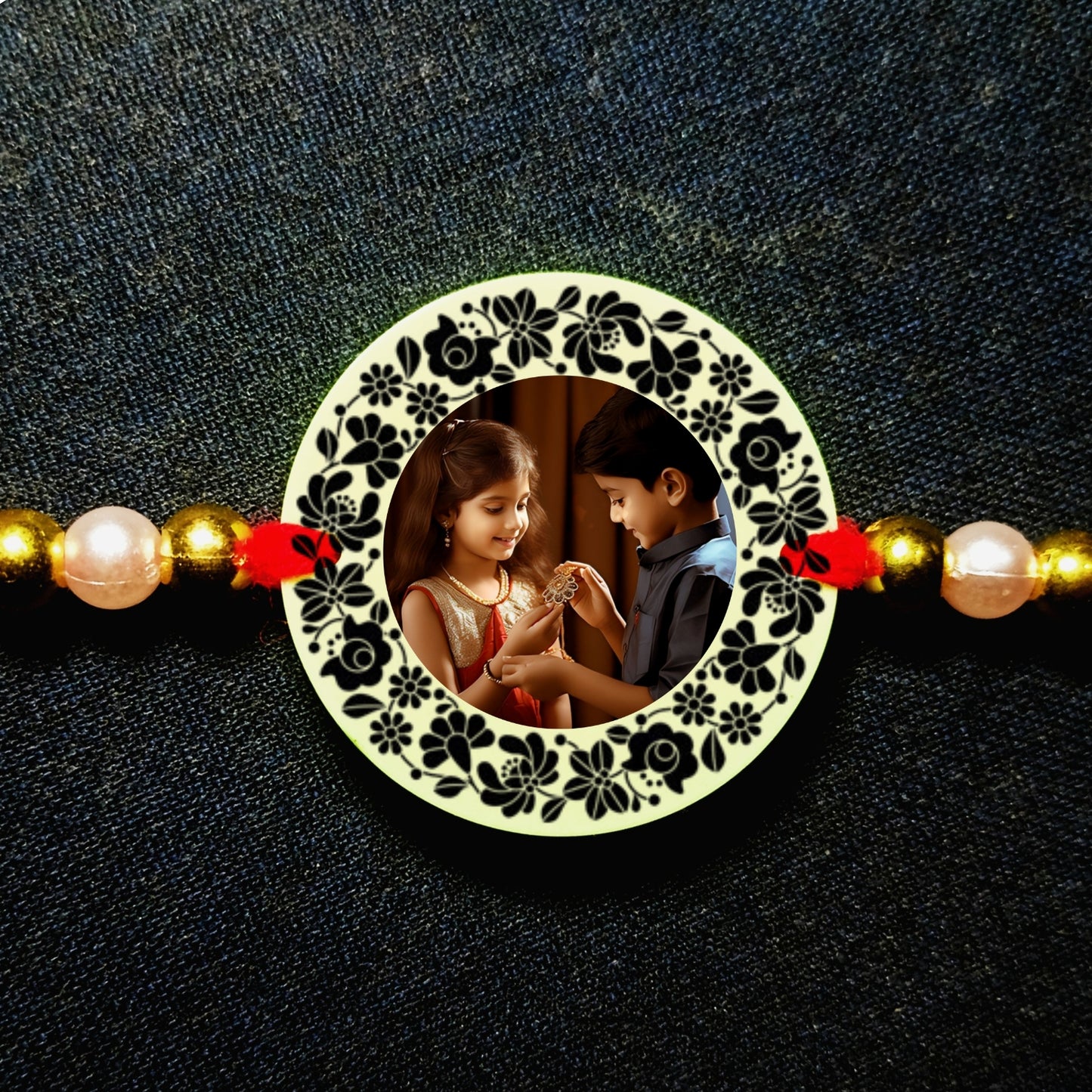 Custom Design Photo Rakhi [Glow In Dark Rakhi].1