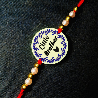 Custom Blue & Black color Text Rakhi [Glow In Dark Rakhi].1