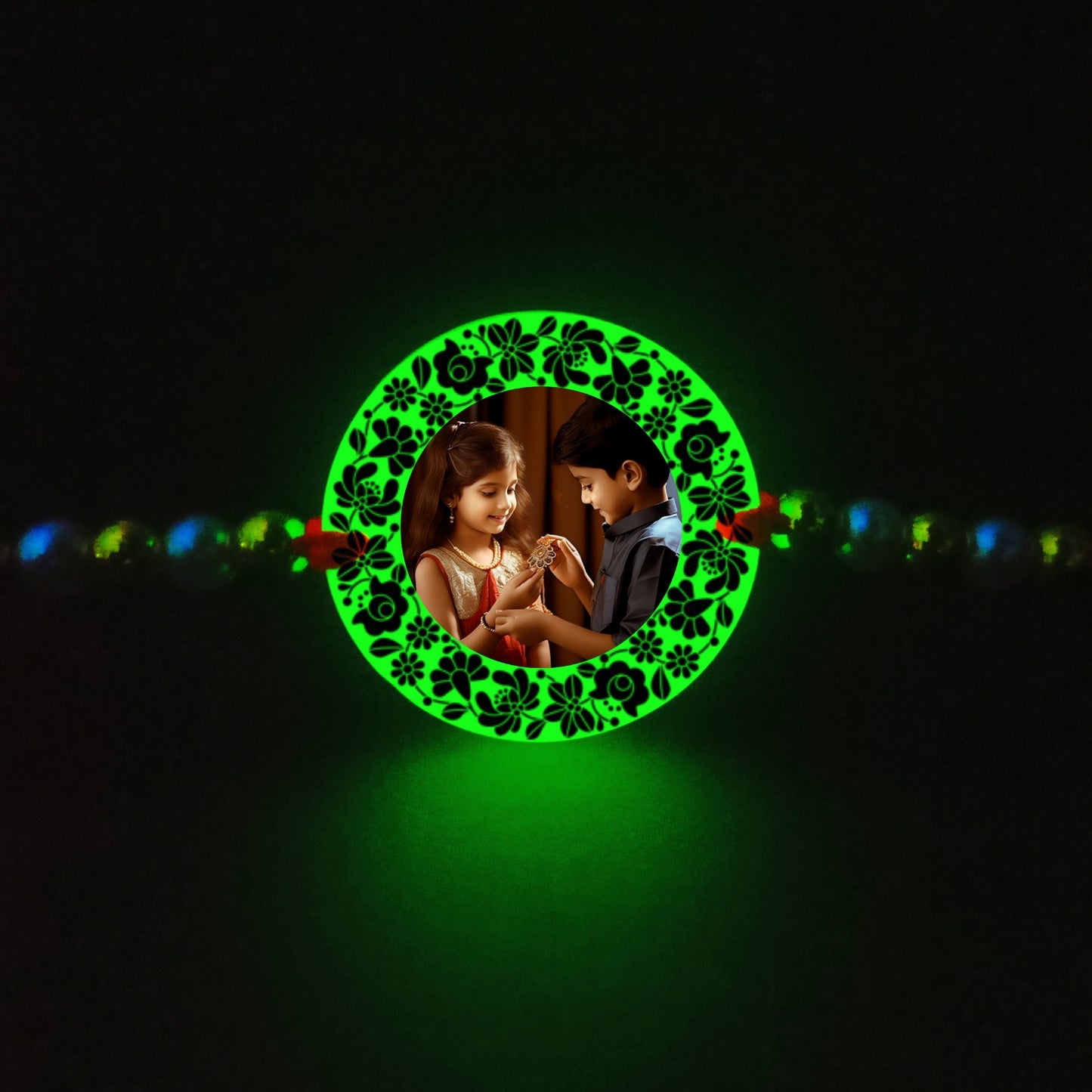 Custom Design Photo Rakhi [Glow In Dark Rakhi].1